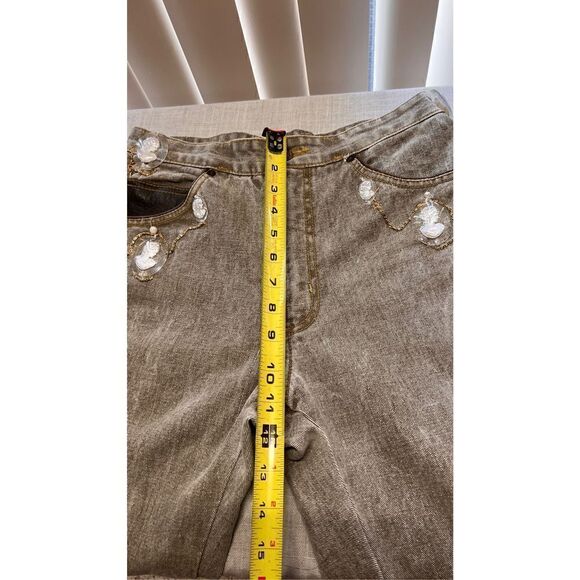 Guess Cameo Custom Made Jeans Brown tone with Leather Trim SZ 6 - Picture 15 of 16